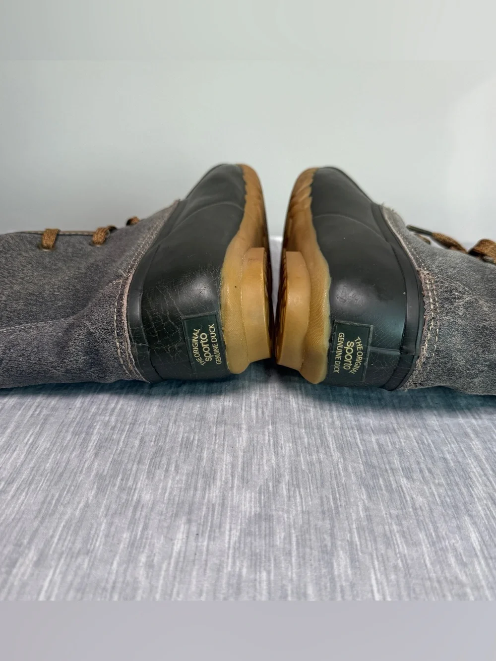 Vintage Sporto Diana Duck Boot | 7 | Gray Suede Faux Fur Lined | Genuine Duck - Picture 7 of 10